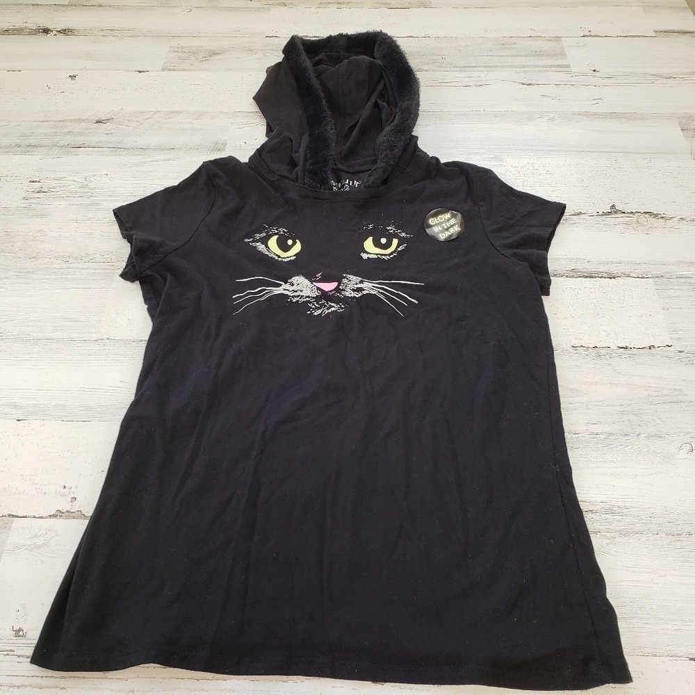 Wound Up Womens Kitty Cat Glow in Dark Top Hoodie Ears XL